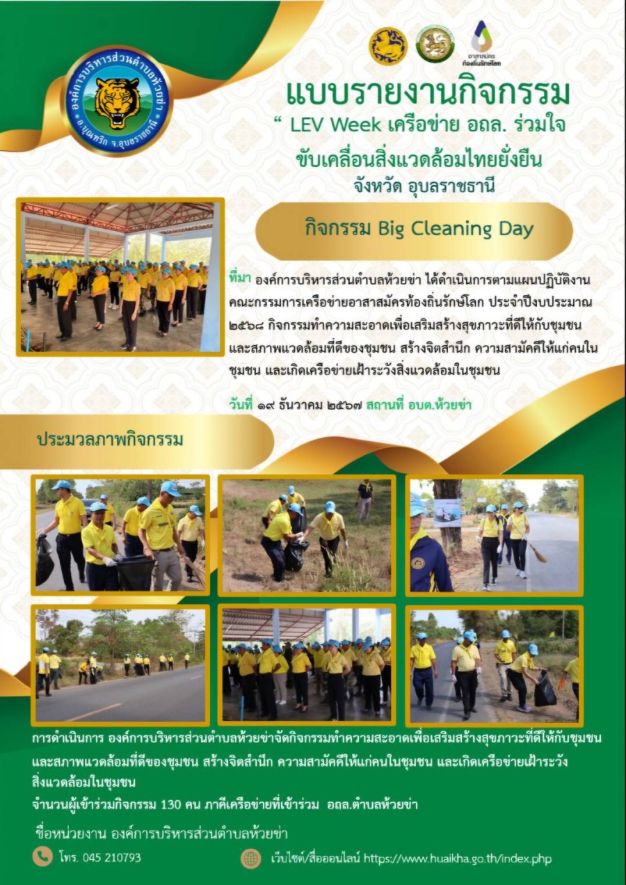 กิจกรรมของอาสาสมัครท้องถิ่นรักษ์โลก (อถล.) ประจำปีงบประมาณ พ.ศ. 2568